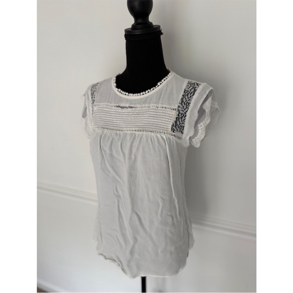 Daniel Rainn white lace trim cap sleeve blouse | NWOT | S - Picture 5 of 9